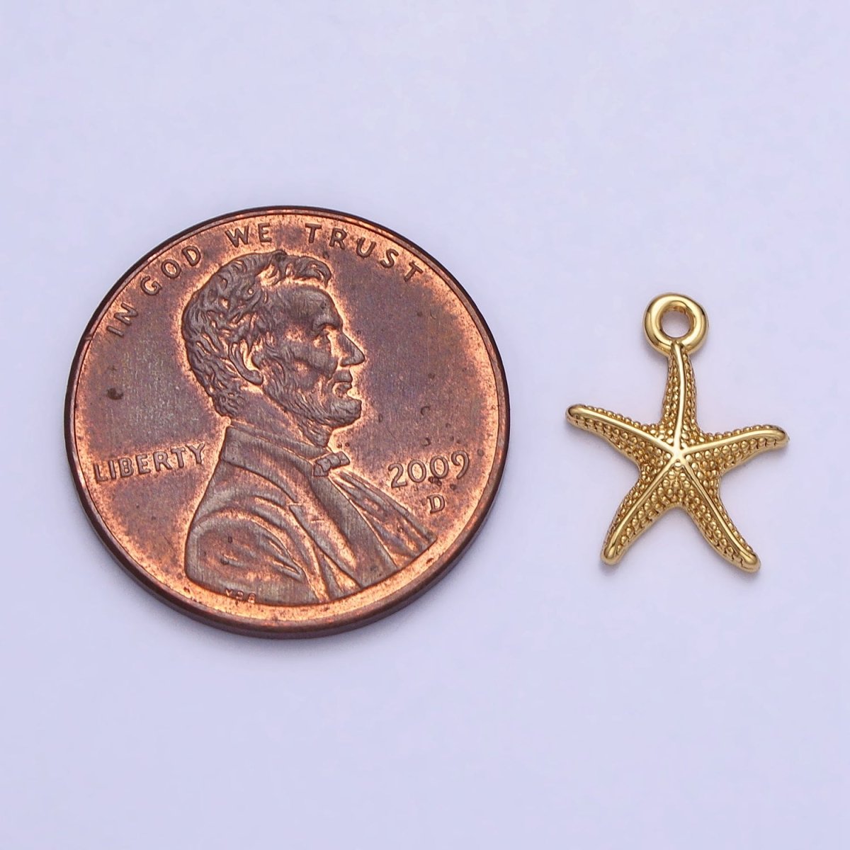 24K Gold Filled Dotted Starfish Sea Ocean Creature Charm in Gold & Silver | AC337 AC338