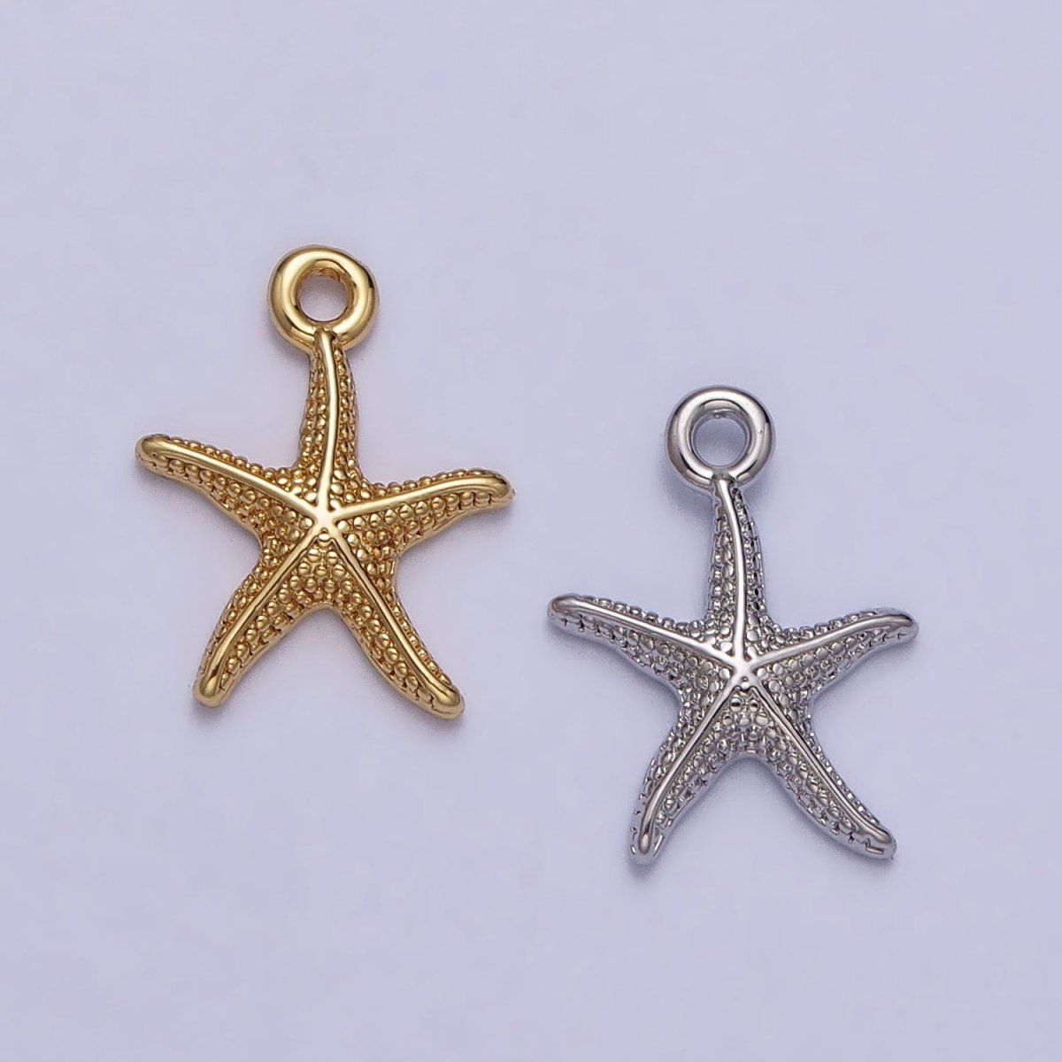24K Gold Filled Dotted Starfish Sea Ocean Creature Charm in Gold & Silver | AC337 AC338