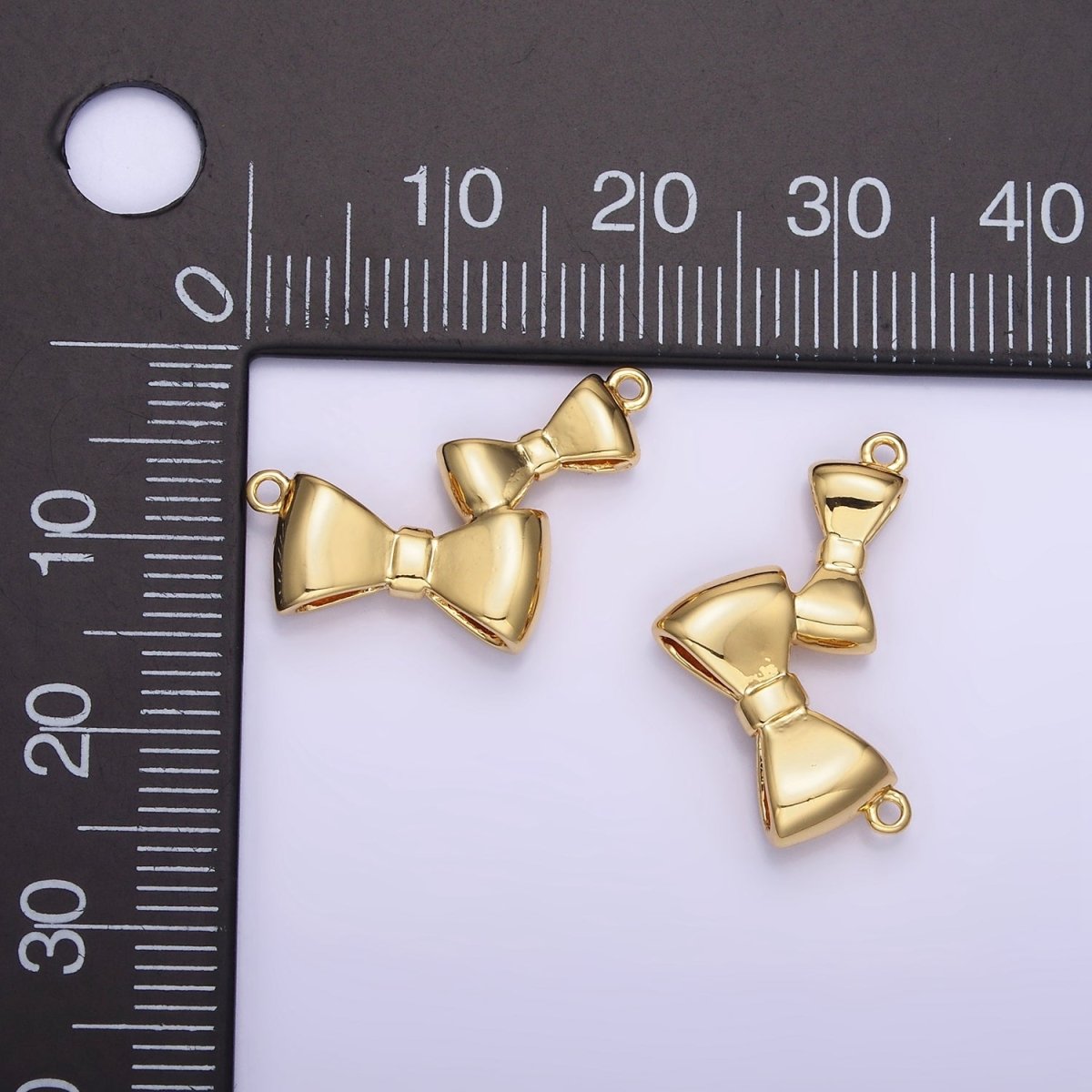 24K Gold Filled Double Bow Ribbon Minimalist Connector | F014 - DLUXCA