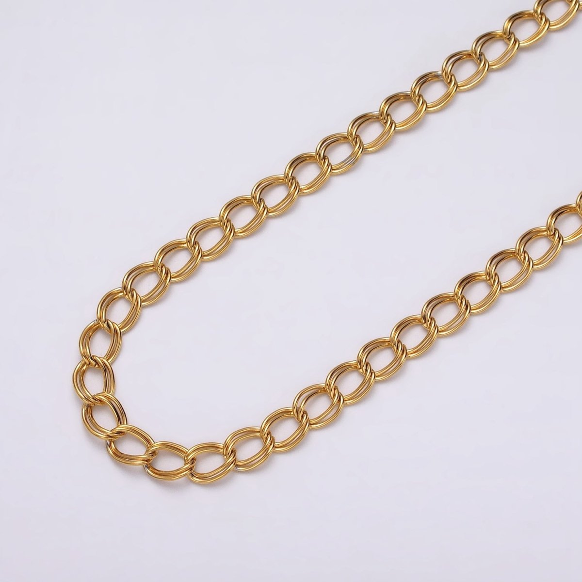 24K Gold Filled Double Cable Chain 6.1 mm Oval Cable Link Unfinished Chain by Yard | ROLL-1297 ROLL-1298 Clearance Pricing