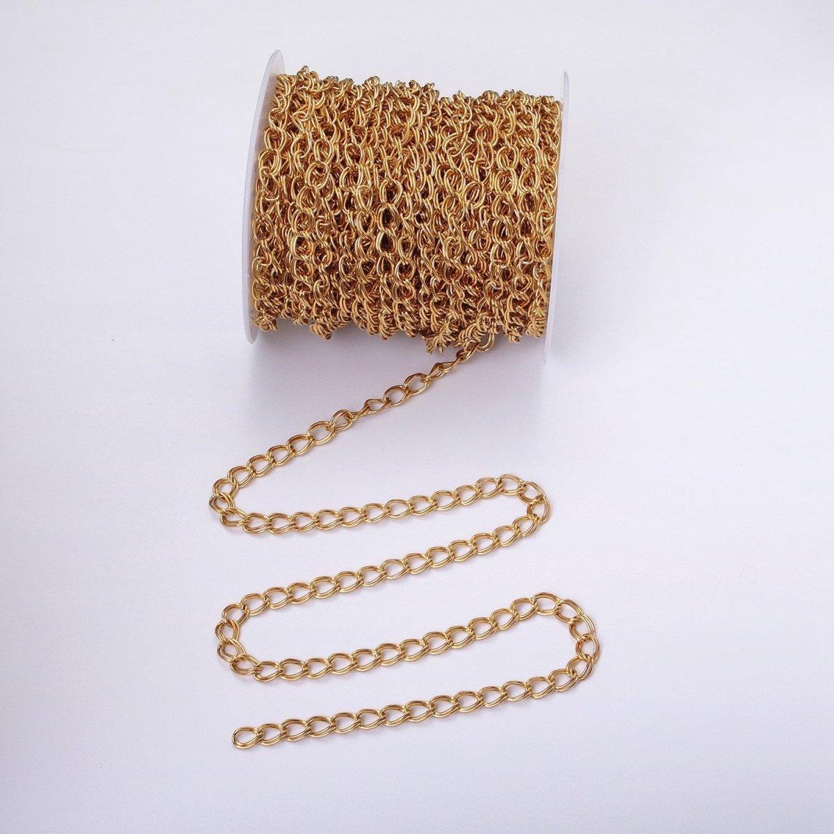 24K Gold Filled Double Cable Chain 6.1 mm Oval Cable Link Unfinished Chain by Yard | ROLL-1297 ROLL-1298 Clearance Pricing