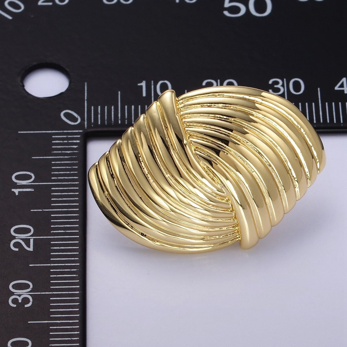 24K Gold Filled Double Curved Puffed Lined Geometric Stud Earrings in Gold & Silver | T314 T315