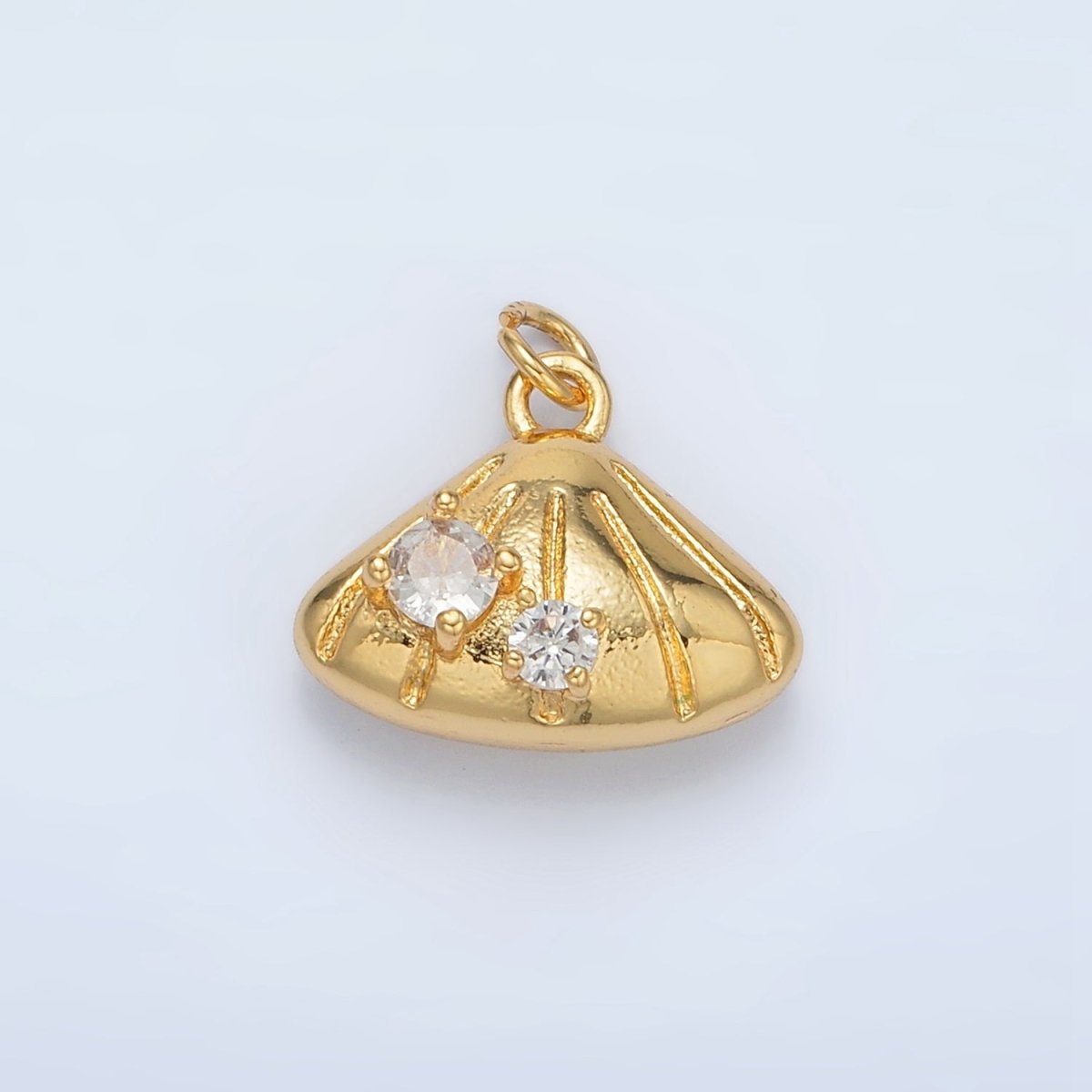 24K Gold Filled Double CZ Clam Sea Shell Mini Charm | AC149 - DLUXCA