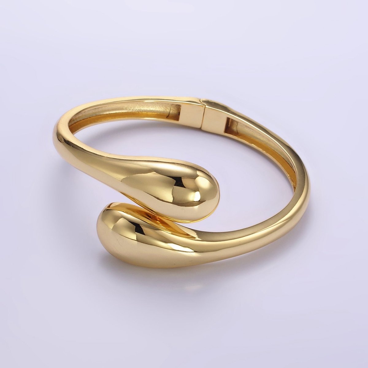 24K Gold Filled Double Drop Minimalist Cuff Bangle Bracelet | WA - 2519 - DLUXCA