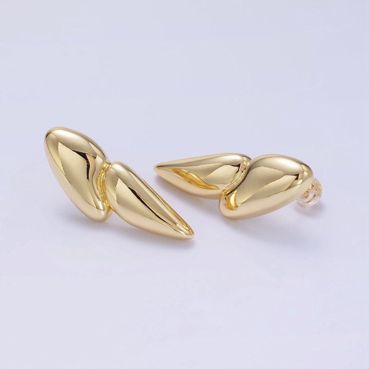 24K Gold Filled Double Geometric Molten Stud Earrings | P114 - DLUXCA