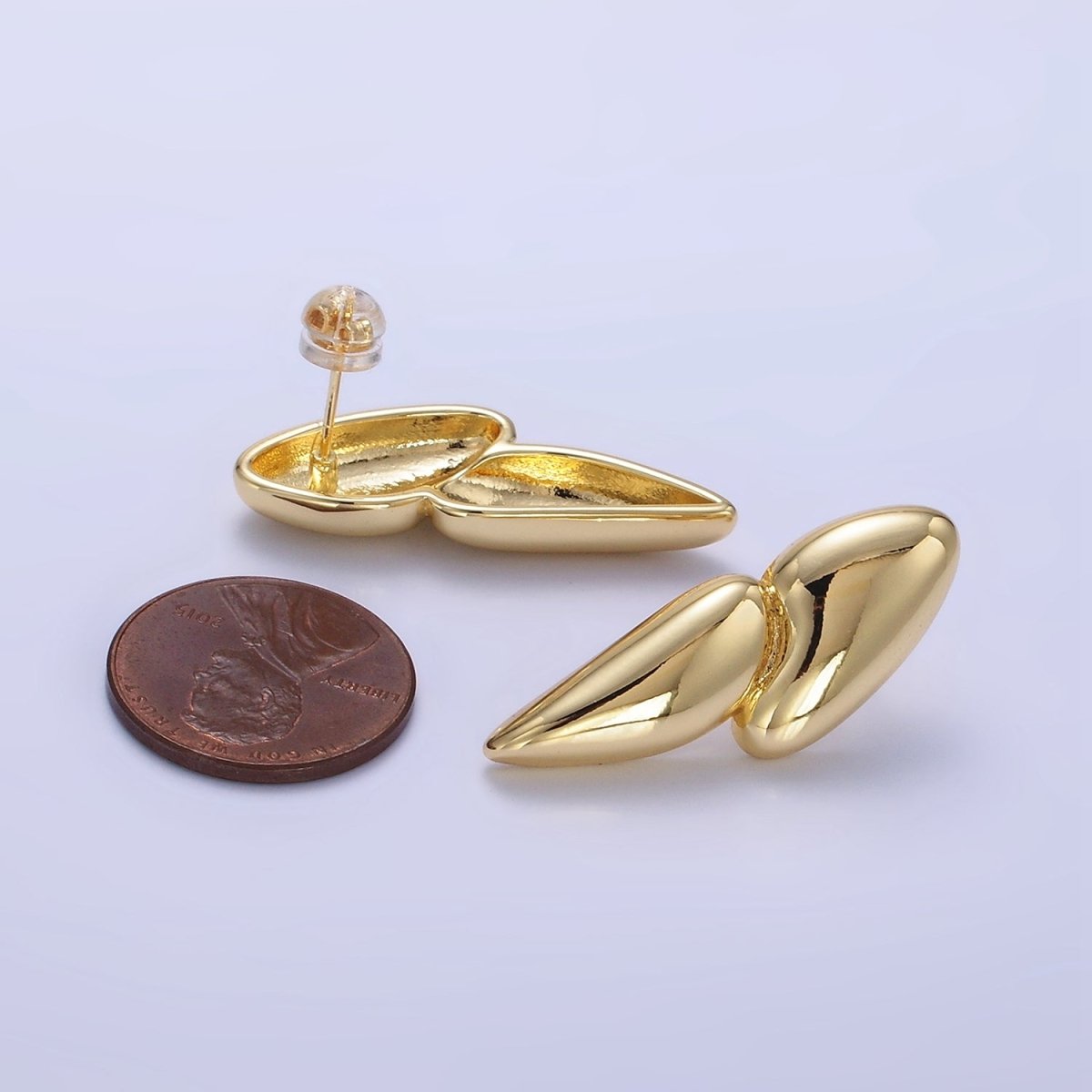 24K Gold Filled Double Geometric Molten Stud Earrings | P114 - DLUXCA