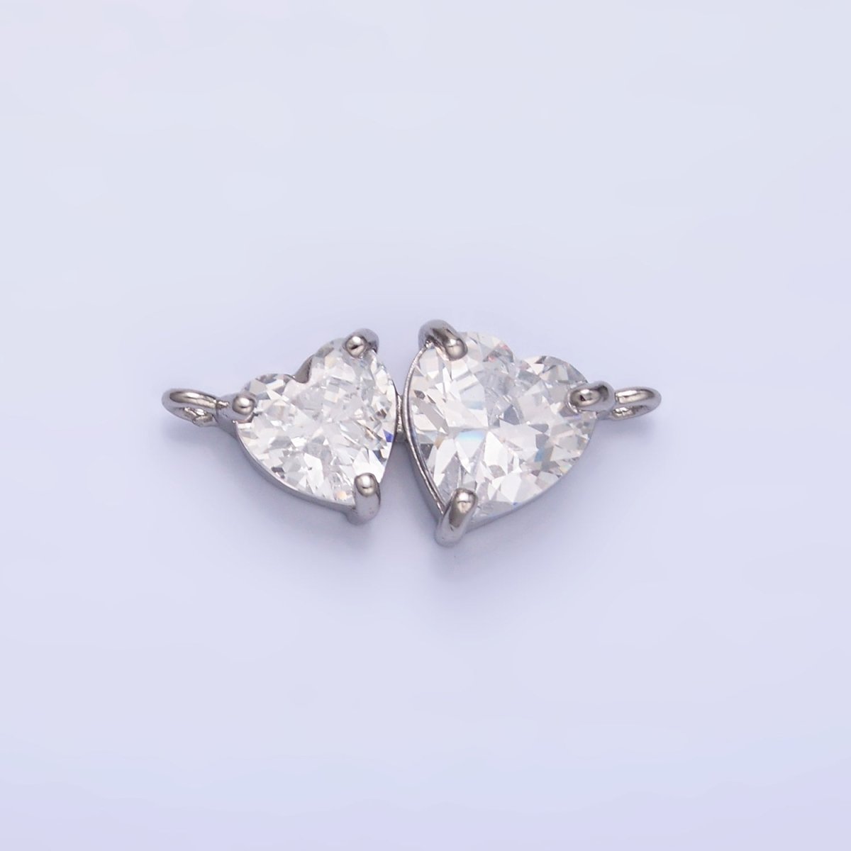 24K Gold Filled Double Heart CZ Connector in Gold & Silver | Y003