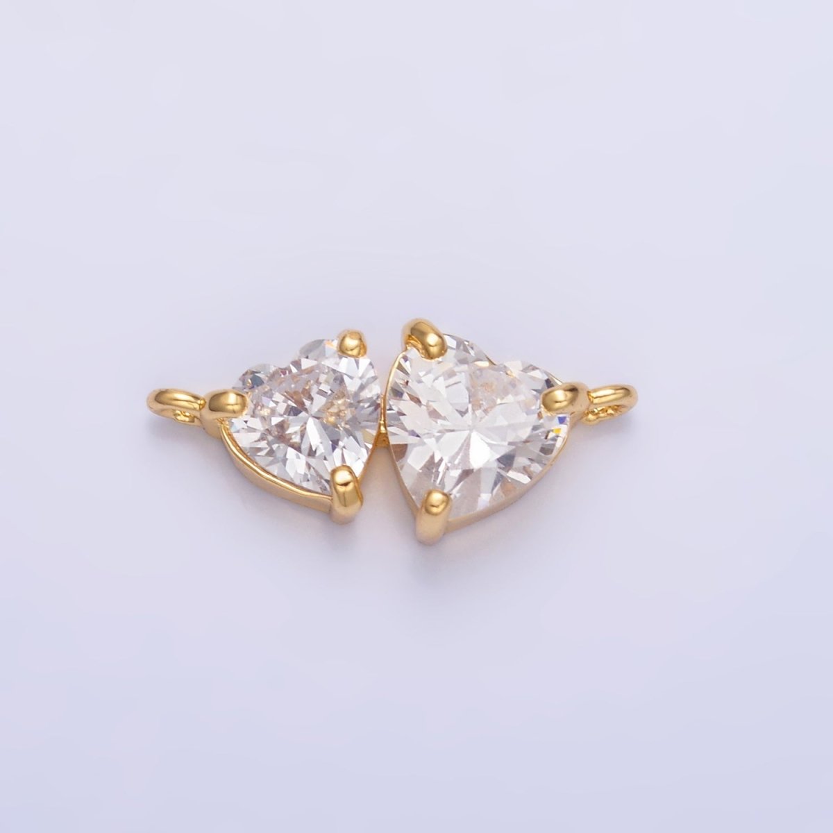 24K Gold Filled Double Heart CZ Connector in Gold & Silver | Y003