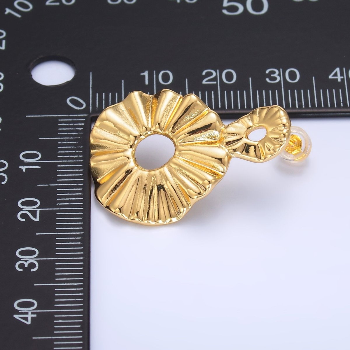 24K Gold Filled Double Open Round Sunburst Drop Stud Earrings | AB1029 - DLUXCA