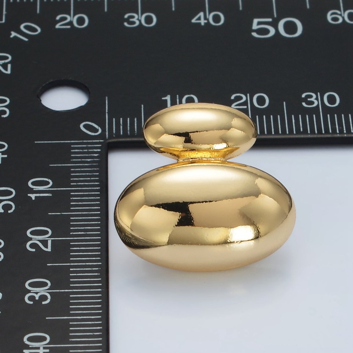 24K Gold Filled Double Oval Dome Minimalist Stud Earrings in Gold & Silver | P530 P531