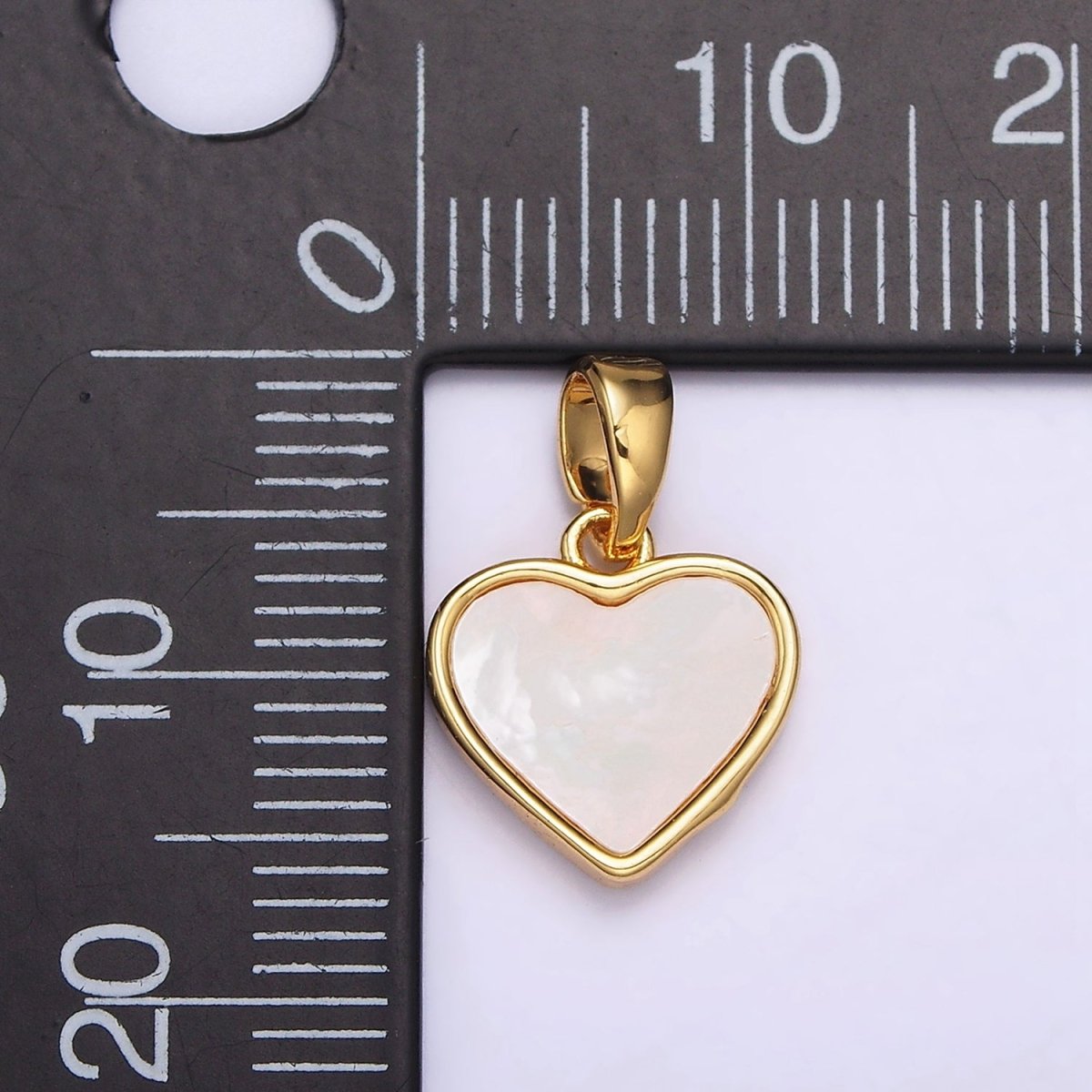 24K Gold Filled Double Red Enamel Shell Pearl Minimalist Heart Pendant | AA588 - DLUXCA
