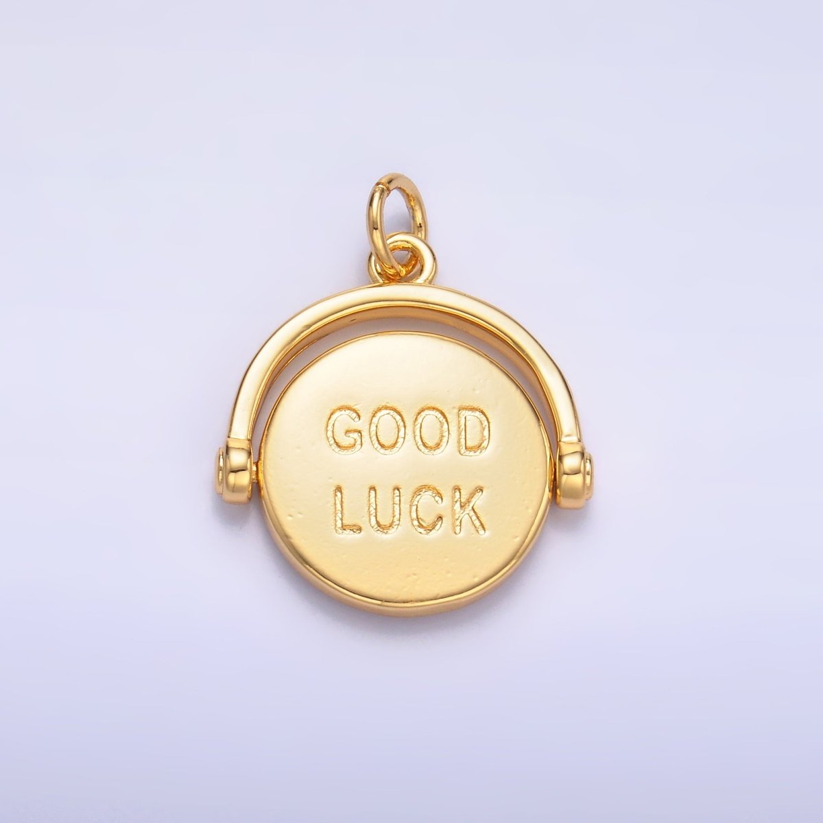 24K Gold Filled Double Sided "Good Luck" "Try Again" Coin Charm in Gold & Silver | W401