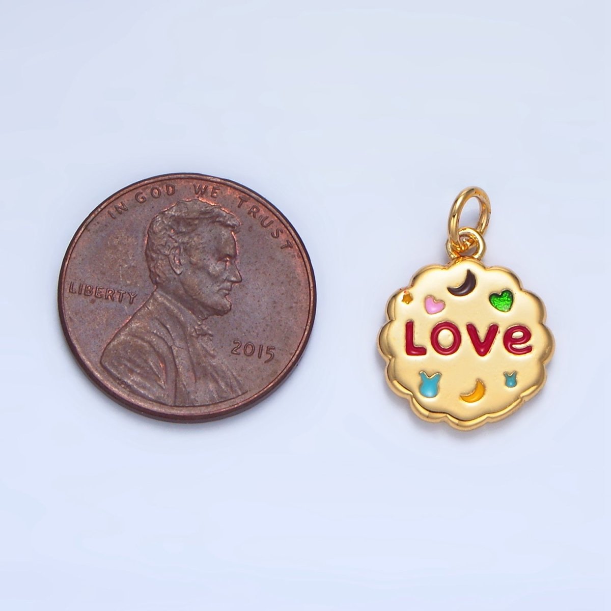 24K Gold Filled Double Sided "Lucky" "Love" Enamel Charm | X618 - DLUXCA