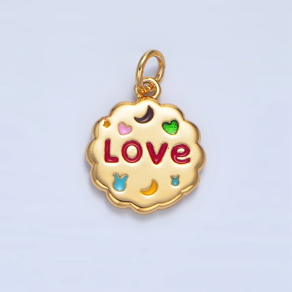 24K Gold Filled Double Sided "Lucky" "Love" Enamel Charm | X618 - DLUXCA