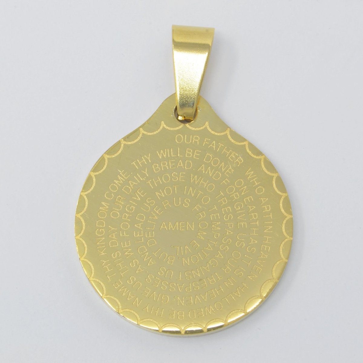 24K Gold Filled Double Sided Serenity & Lord's Prayer Stainless Steel Medallion Pendant | J-769 J-314 J-727 J-768