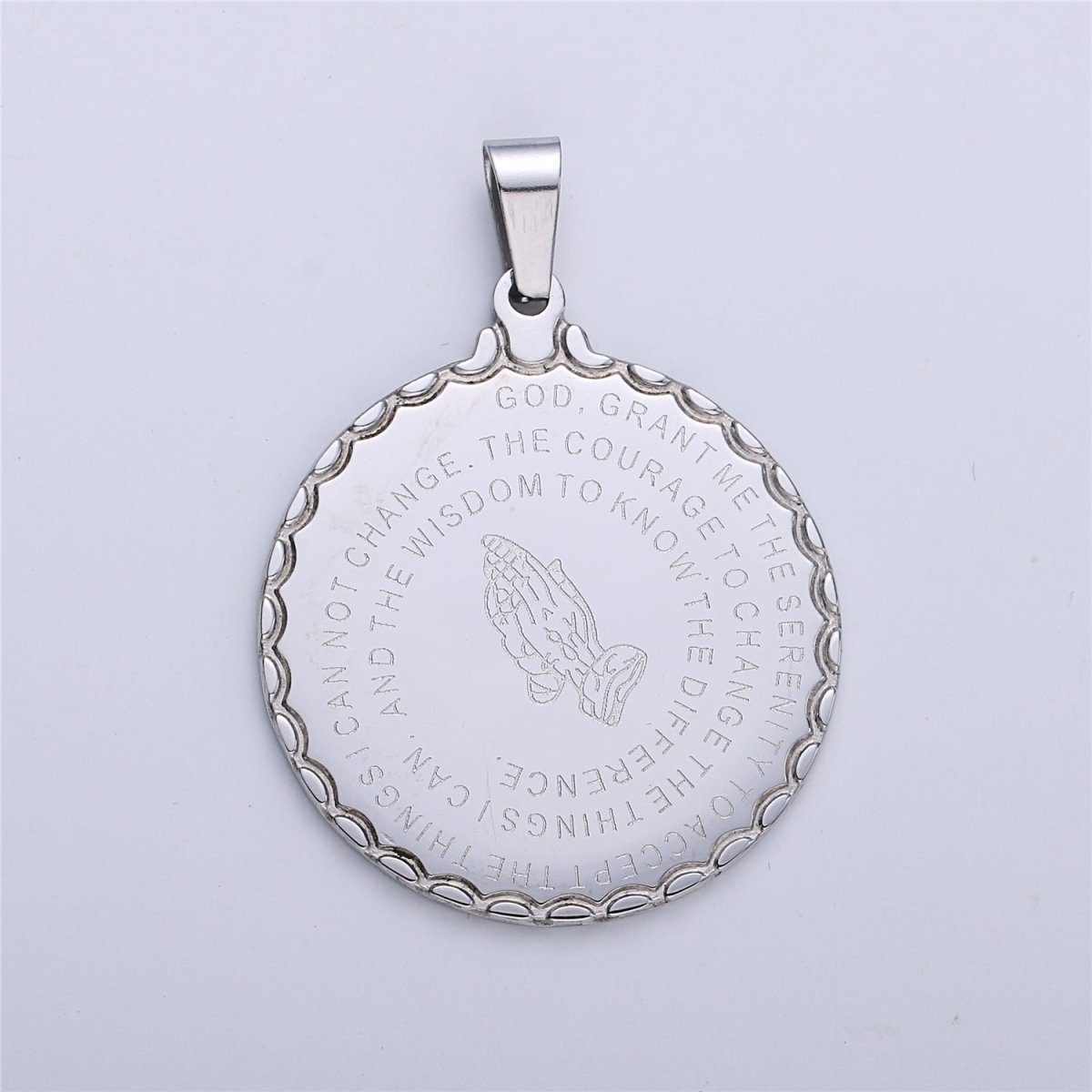 24K Gold Filled Double Sided Serenity & Lord's Prayer Stainless Steel Medallion Pendant | J-769 J-314 J-727 J-768