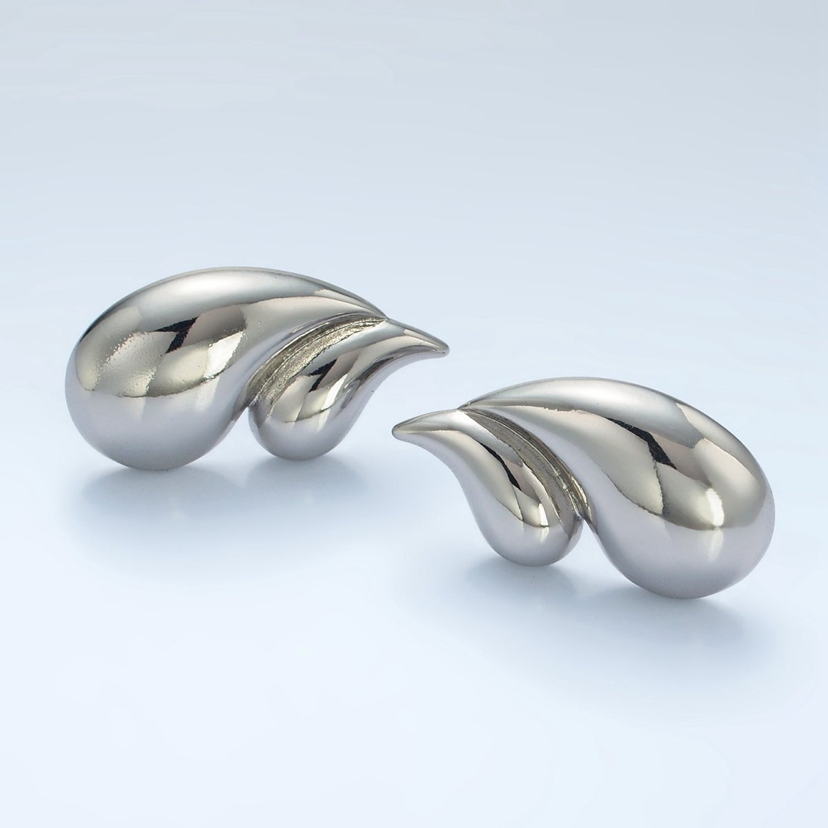 24K Gold Filled Double Teardrop Minimalist Stud Earrings in Silver & Gold | AD713 AD714