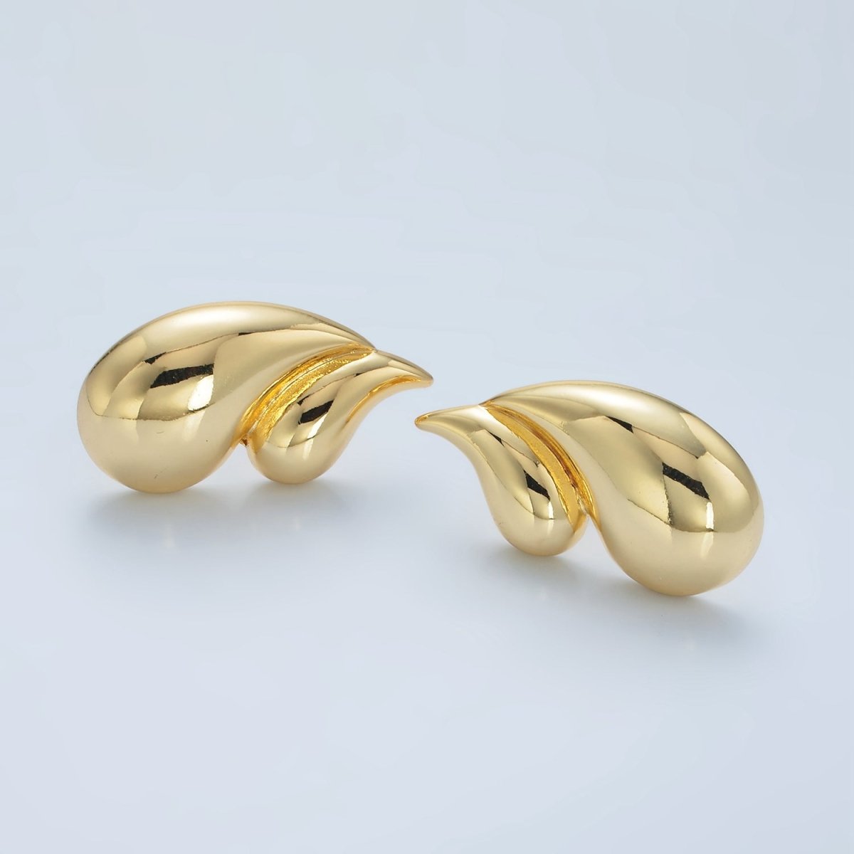 24K Gold Filled Double Teardrop Minimalist Stud Earrings in Silver & Gold | AD713 AD714