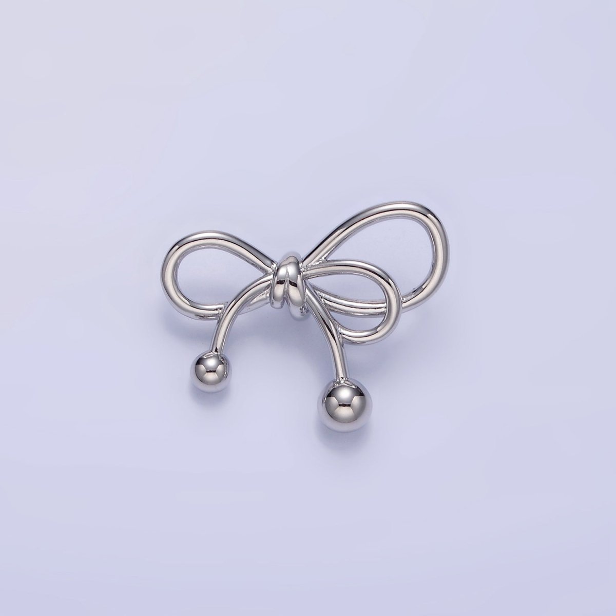 24K Gold Filled Double Tied Ribbon Bow Looped Back Pendant in Gold & Silver | H051