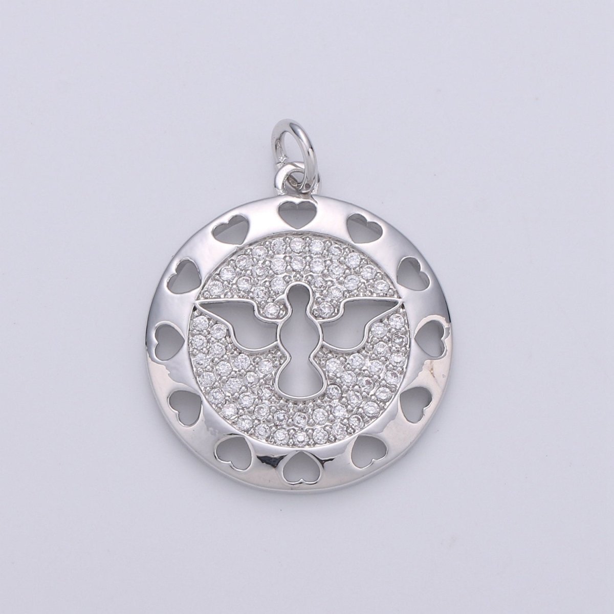 24K Gold Filled Dove Pendant Micro Pave Coin Medallion Charm Religious Pendant Peace Dove Freedom Jewelry D-076 D-077
