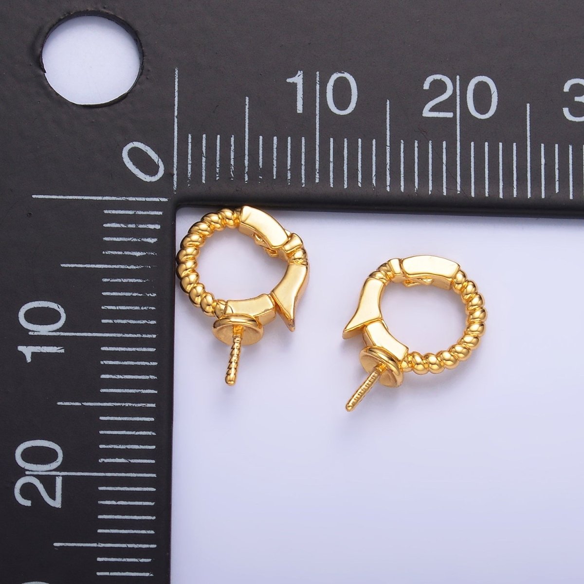 24K Gold Filled Drill Beaded Snap Latch Bail Finding | Z1084 - DLUXCA