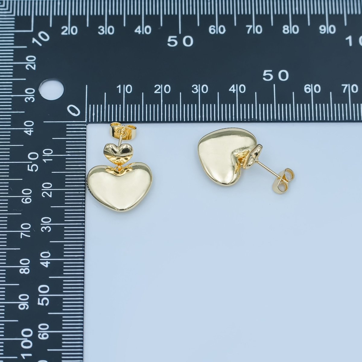 24K Gold Filled Drop Heart Stud Earrings | AI - 550 - DLUXCA