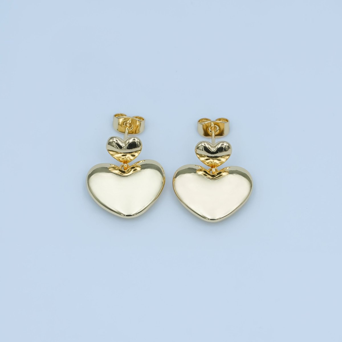 24K Gold Filled Drop Heart Stud Earrings | AI - 550 - DLUXCA