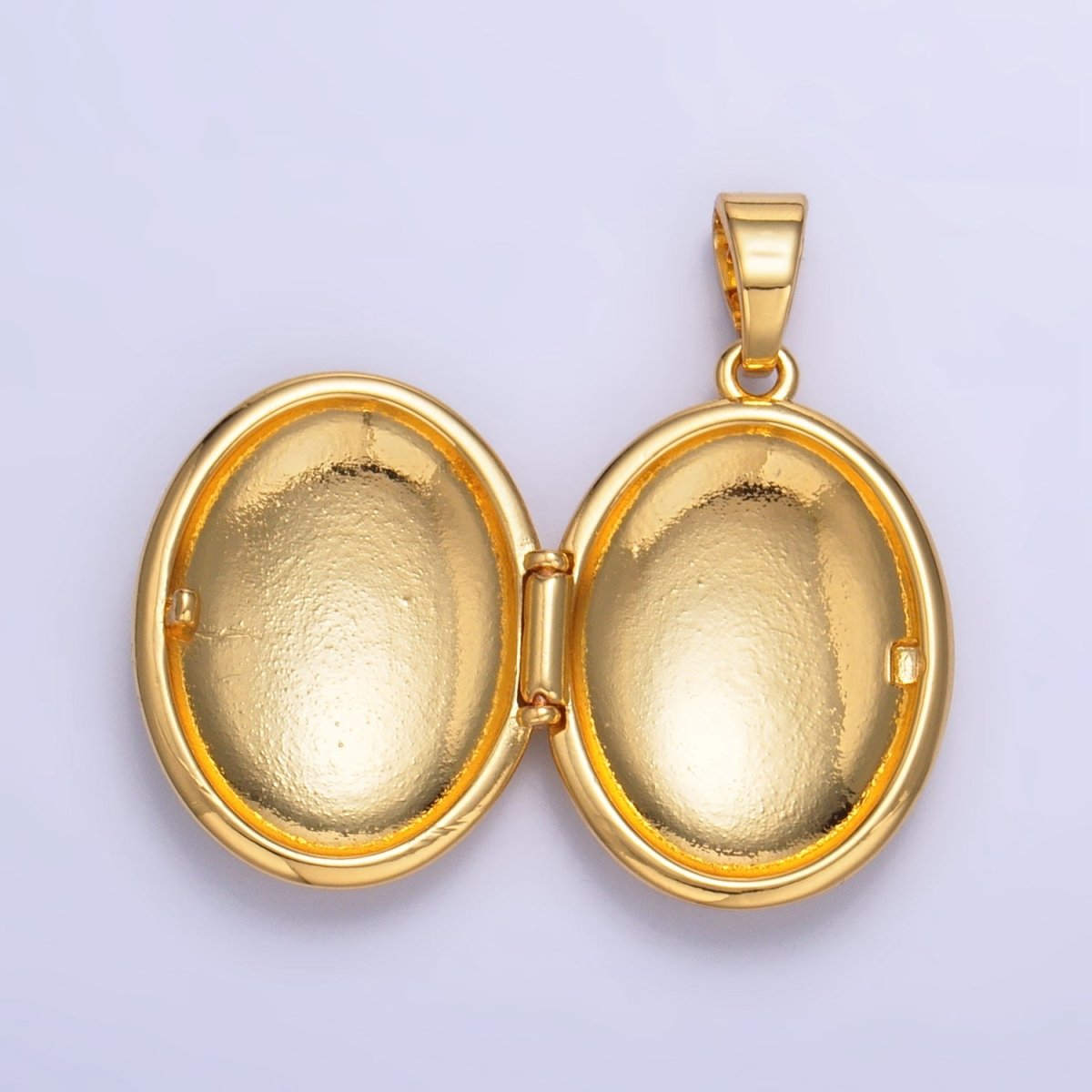 24K Gold Filled Dual Flower Engraved Oval Locket Pendant in Gold & Silver | AA1007