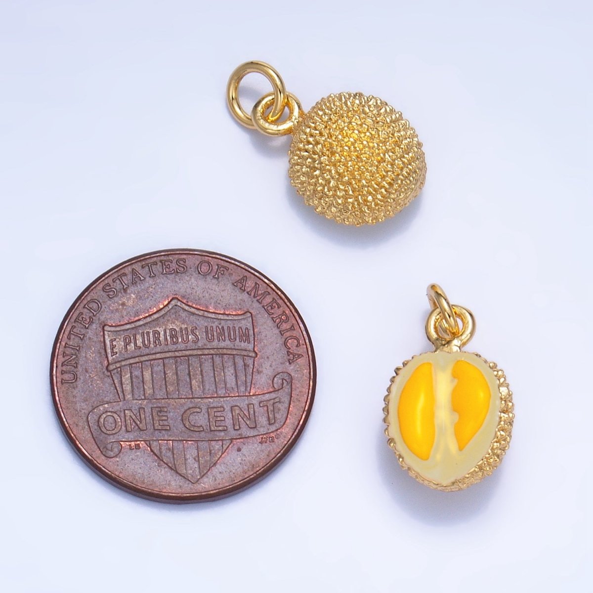 24K Gold Filled Durian Fruit Enamel Mini Multidimensional Charm | W053
