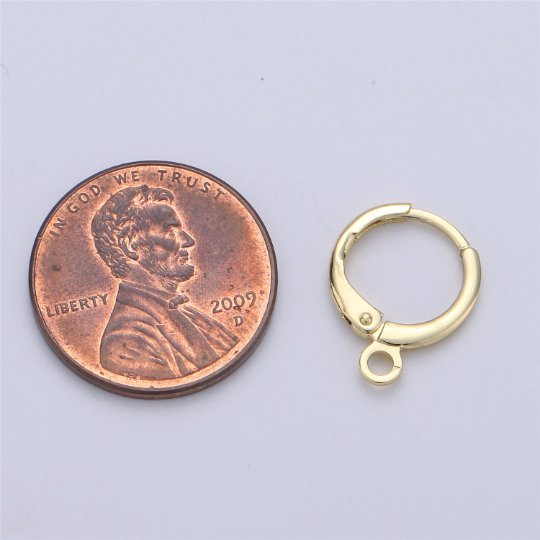 24k Gold Filled Earring Simple Round One Touch Earring jewelry Making, Earring supplies to put a charm dangle component, K-008 - DLUXCA
