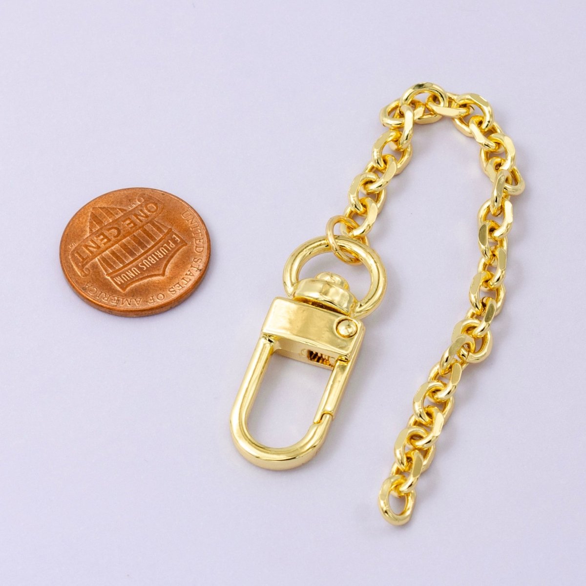 24K Gold Filled Edged Cable Chain Bag Purse Charm Swivel Keychain Findings | WA - 2746 - DLUXCA