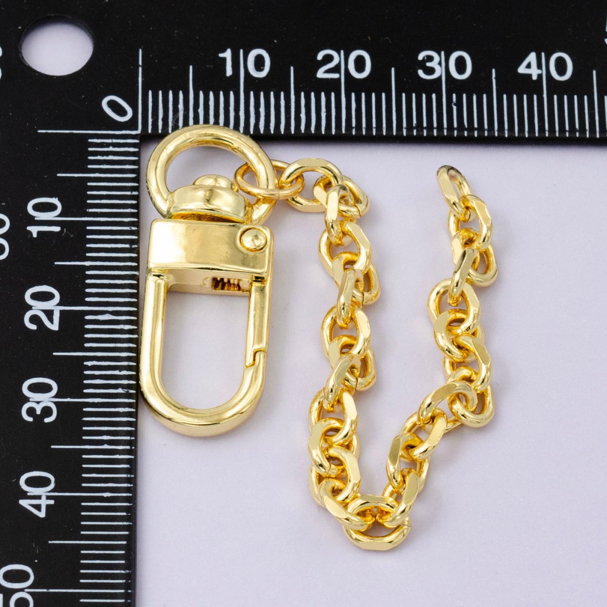 24K Gold Filled Edged Cable Chain Bag Purse Charm Swivel Keychain Findings | WA - 2746 - DLUXCA