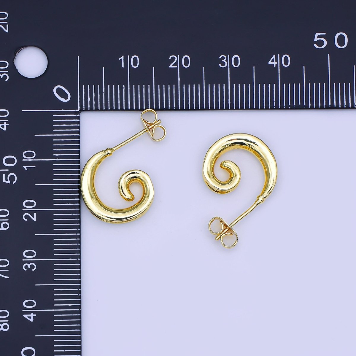 24K Gold Filled Edged Coil Curl C - Shaped Hoop Earrings | AI511 - DLUXCA