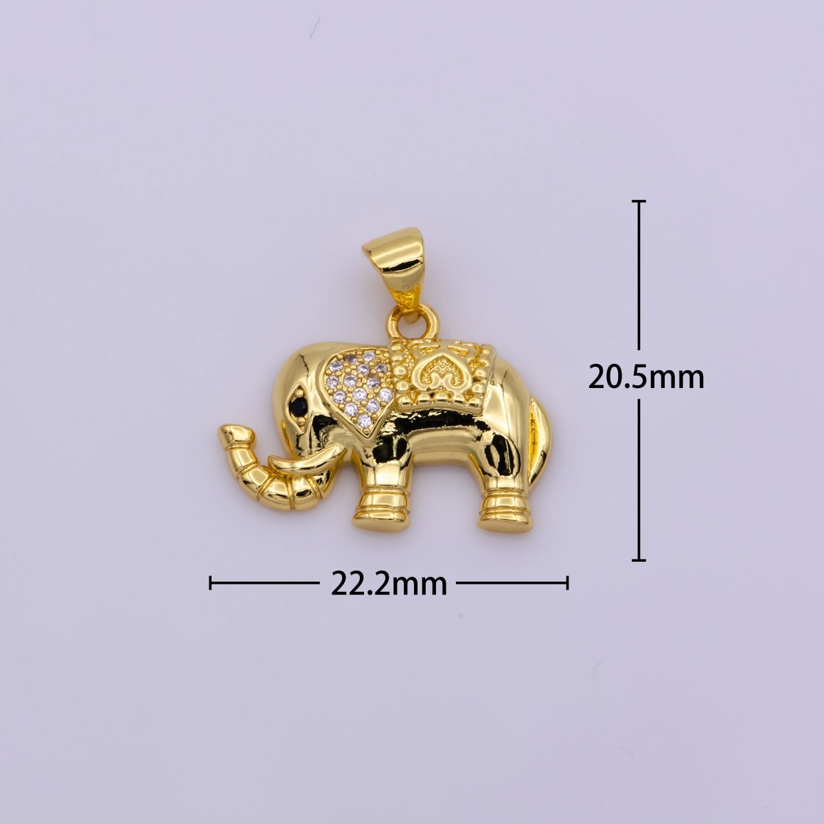 24k Gold Filled Elephant Pendant Charm, Wild Animal Charm Safari Pendant N-1344