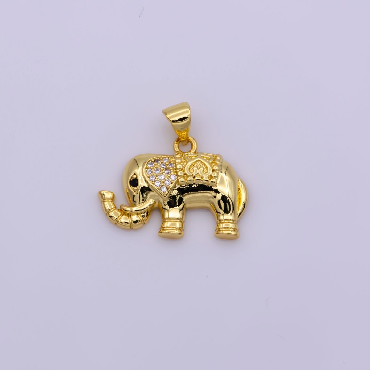 24k Gold Filled Elephant Pendant Charm, Wild Animal Charm Safari Pendant N-1344