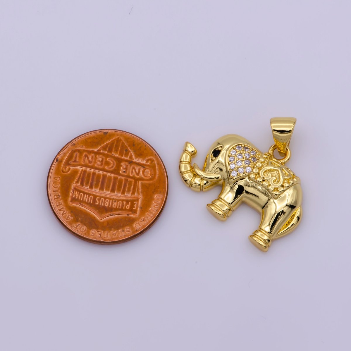 24k Gold Filled Elephant Pendant Charm, Wild Animal Charm Safari Pendant N-1344