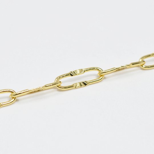 24K Gold Filled Embossed UNIQUE PAPERCLIP Chain by Yard, Fashion Roll Chain for Jewelry Necklace Bracelet Anklet Making | ROLL-424 Clearance Pricing