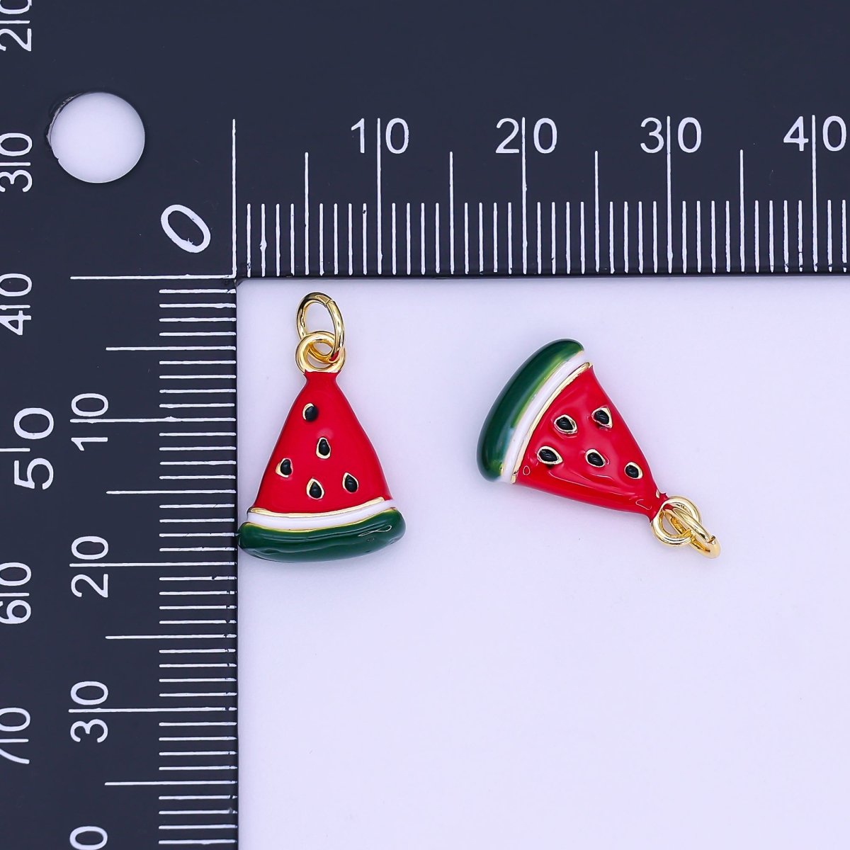 24K Gold Filled Enamel Watermelon Fruit Charm | E559 - DLUXCA