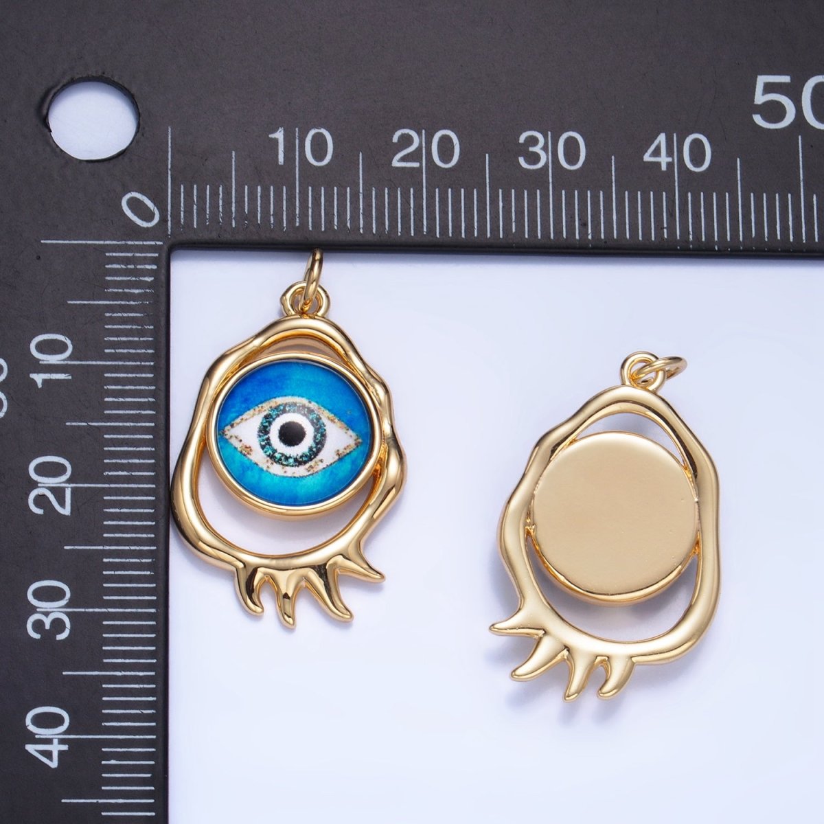 24K Gold Filled Evil Eye Open Molten Charm | AG910 - AG912