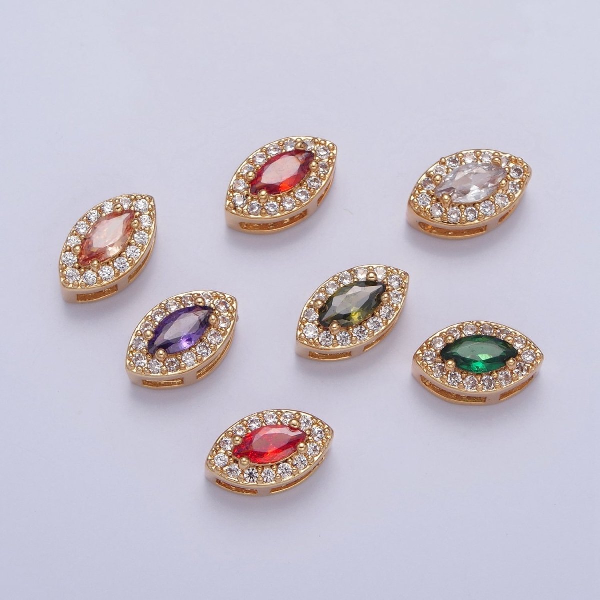 24K Gold Filled Evil Eye Spacer Bead, CZ Micro Pave Amulet Charm Bracelet Necklace Supply For DIY Jewelry Making  B-456 B-572 W-781