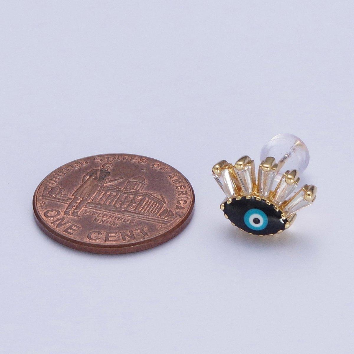 24K Gold Filled Evil Eye Stud Earrings, Blue Red Black Enamel Protection Eye of Ra Jewelry P-388 P-389 P-390