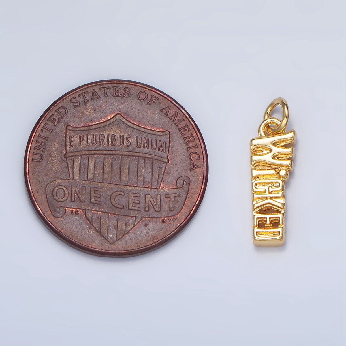24K Gold Filled Evil Script Minimalist Charm | W026