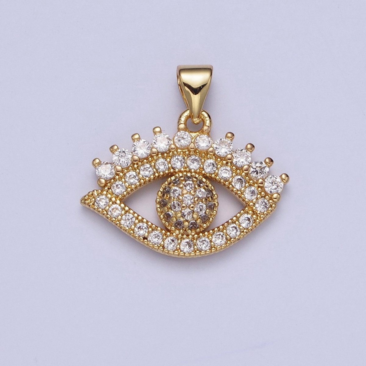 24k Gold Filled Eye Pendant Micro Pave Eye Charm X-406 - DLUXCA