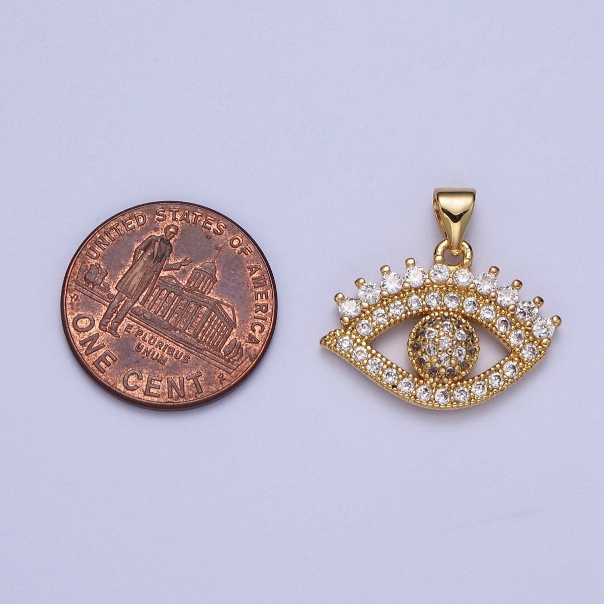 24k Gold Filled Eye Pendant Micro Pave Eye Charm X-406 - DLUXCA