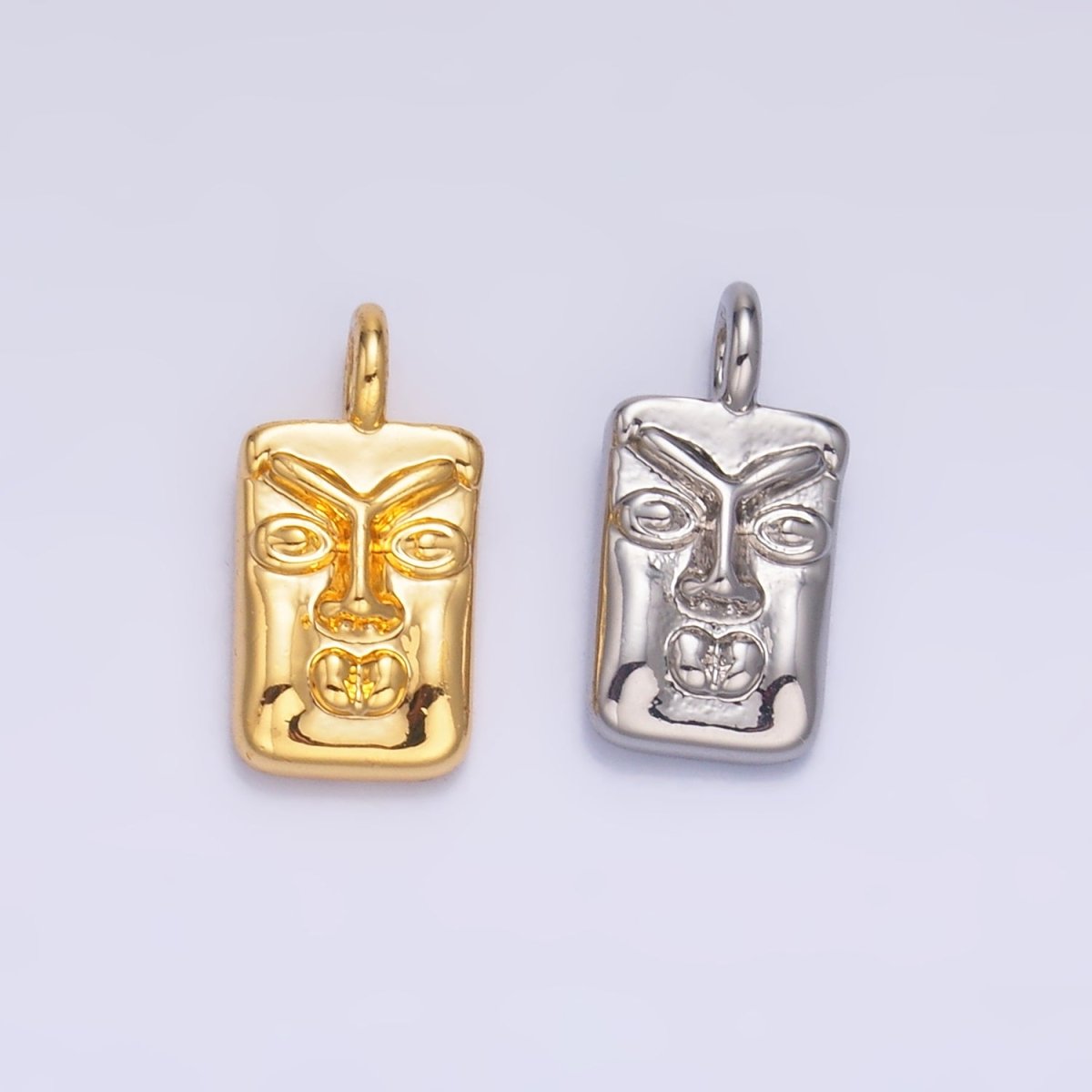 24K Gold Filled Face Square Charm in Gold & Silver | W866