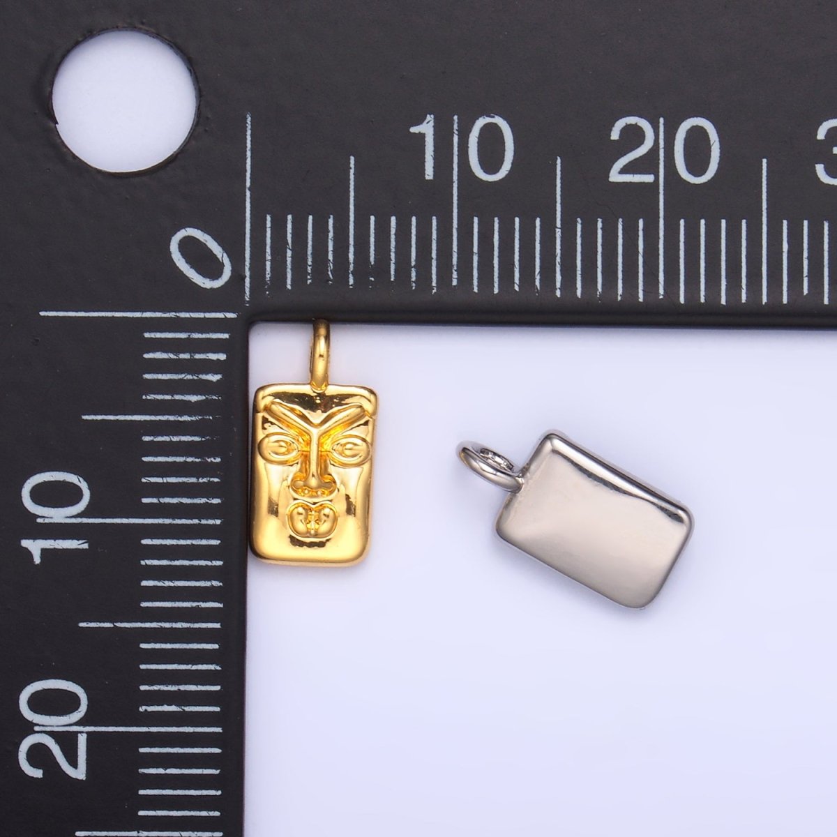 24K Gold Filled Face Square Charm in Gold & Silver | W866