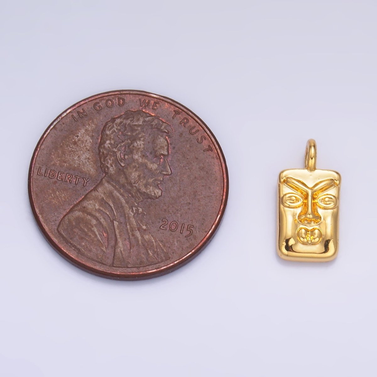 24K Gold Filled Face Square Charm in Gold & Silver | W866