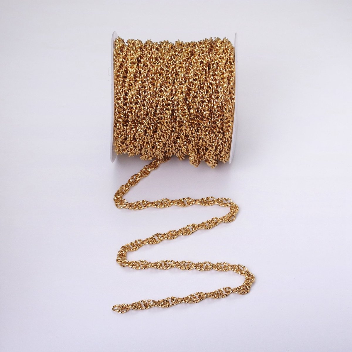 24K Gold Filled Faceted Double PRINCE OF WALES style Chain Link Chunky 24k Gold Filled 6.1mm Unique Cable Chain Link Unfinished Yard Chain in Gold & Silver | ROLL-1307 ROLL-1308 Clearance Pricing