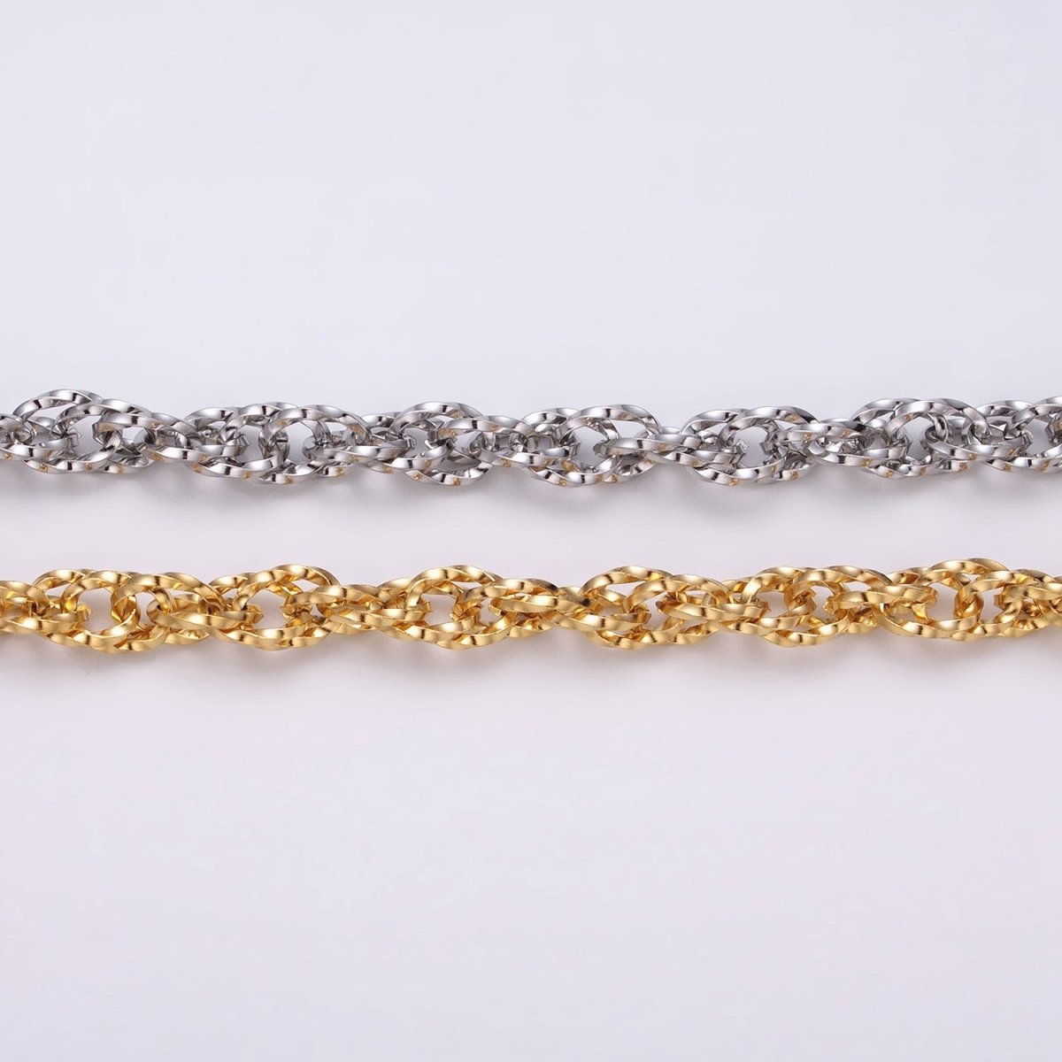 24K Gold Filled Faceted Double PRINCE OF WALES style Chain Link Chunky 24k Gold Filled 6.1mm Unique Cable Chain Link Unfinished Yard Chain in Gold & Silver | ROLL-1307 ROLL-1308 Clearance Pricing