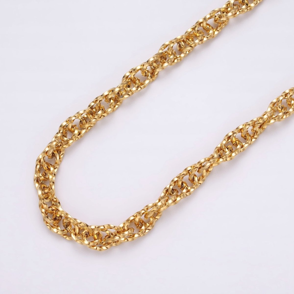 24K Gold Filled Faceted Double PRINCE OF WALES style Chain Link Chunky 24k Gold Filled 6.1mm Unique Cable Chain Link Unfinished Yard Chain in Gold & Silver | ROLL-1307 ROLL-1308 Clearance Pricing